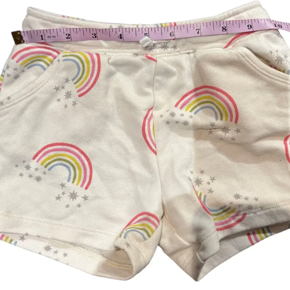 Old Navy toddler girl rainbow print terry pull‎ on drawstring shorts sz 4T